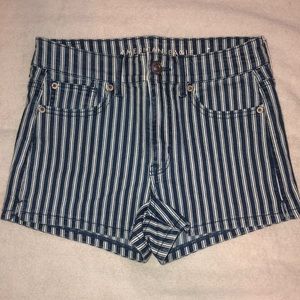 American Eagle Next Level Stretch Blue and White Stripped Shorts (SIZE US4)